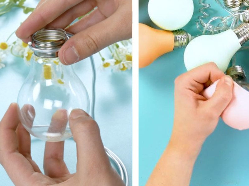 4 DIY Ideen mit Glühbirnen | Terrarium, Vase, Lichterkette