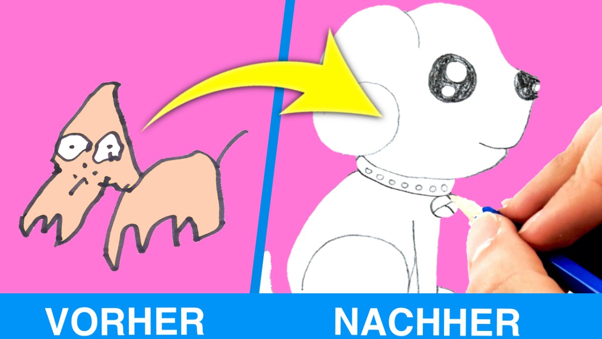 Vergleichsbild von zwei Hundezeichnungen