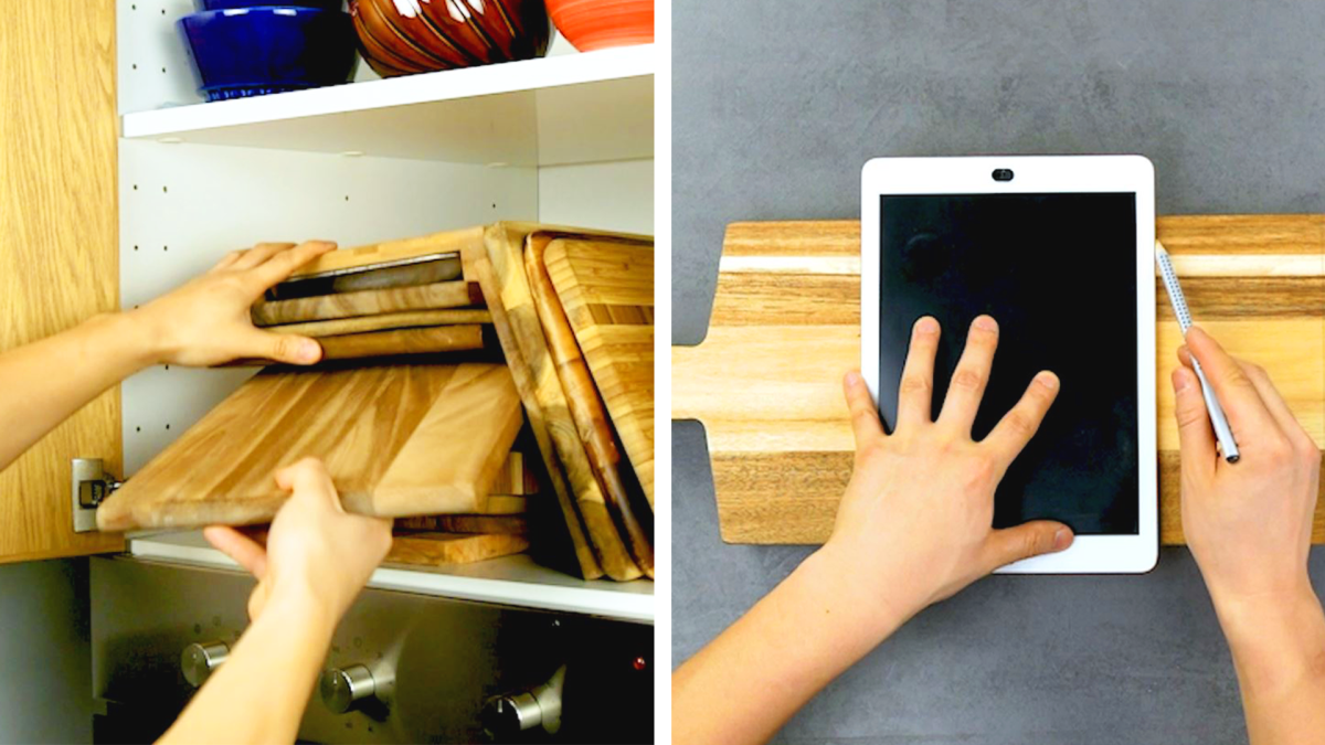 7 raffinierte Küchentricks | Tablet Ständer und Tütenspender