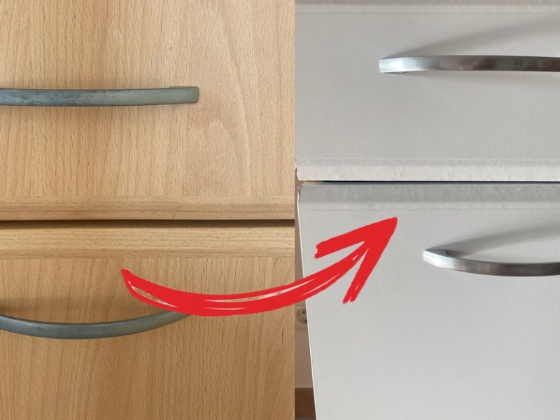 Schrank vor und nach der weißen Folierung