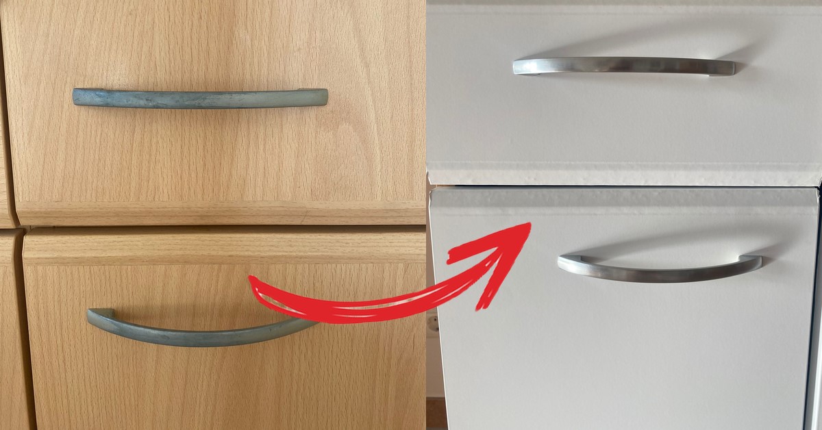 Schrank vor und nach der weißen Folierung