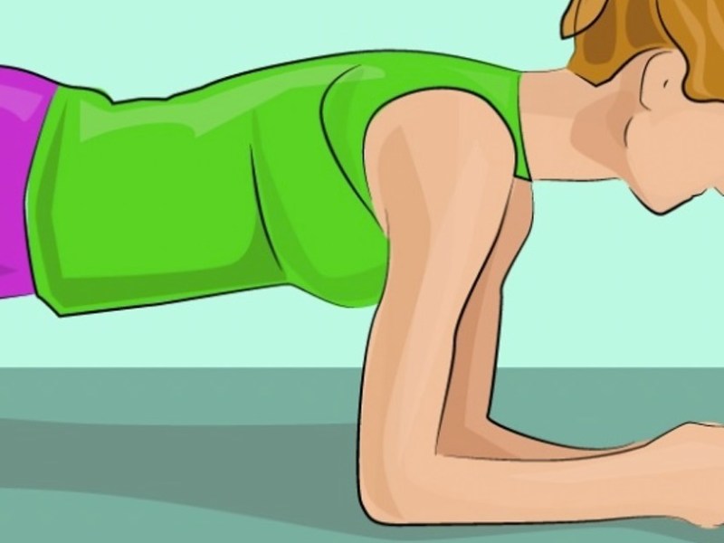 Illustration einer Frau, die in der Plank-Position aushält