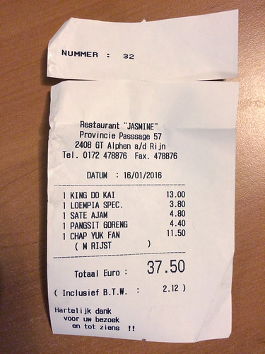 Rekening afhalen bij Jasmine