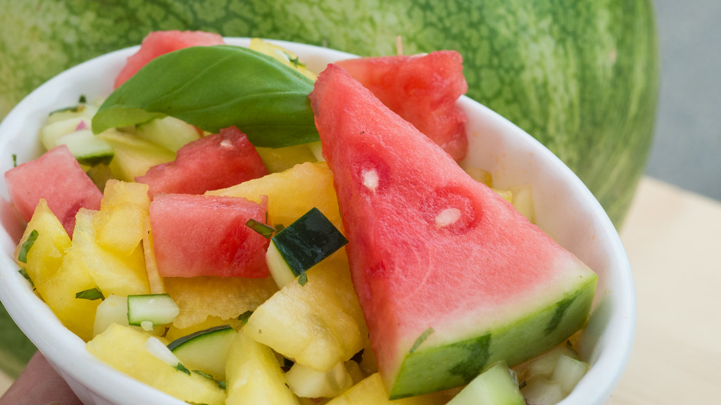 Wassermelone im Obstsalat