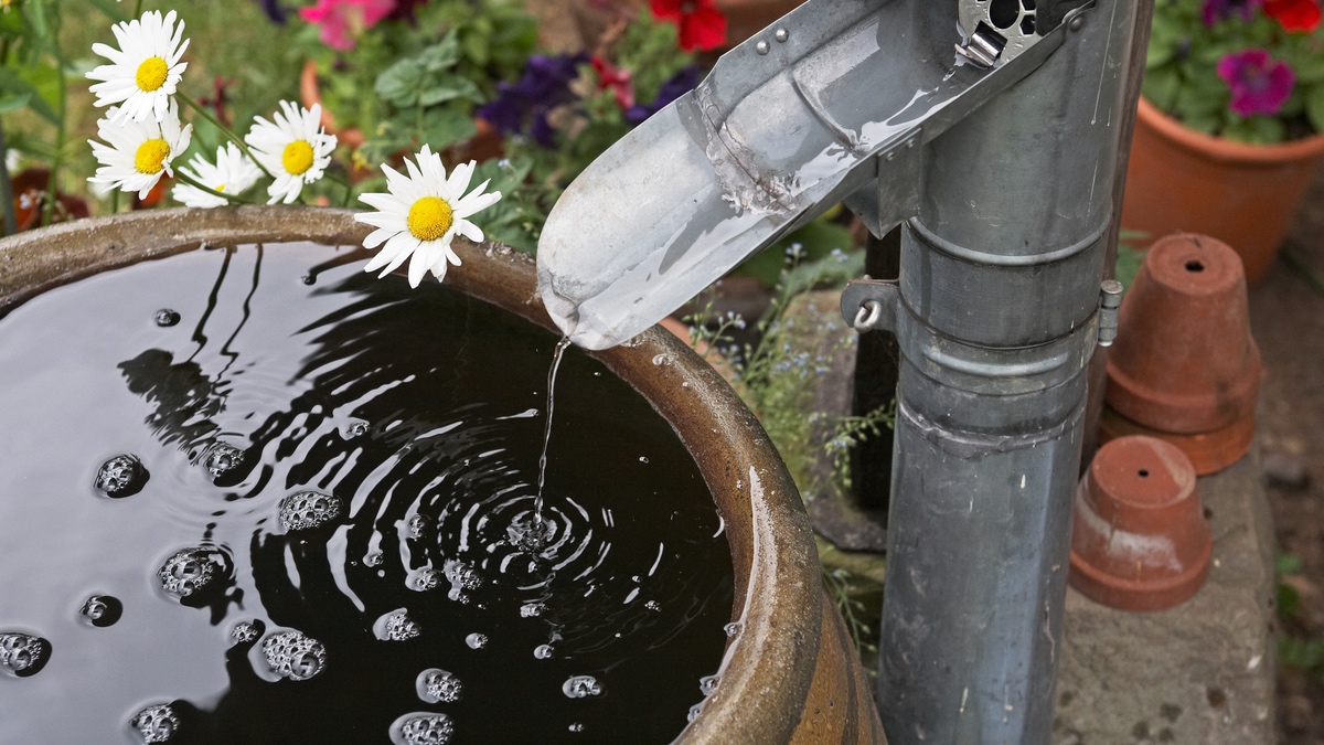 13 Ideen, um Regenwasser aufzusammeln.