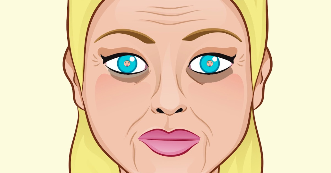 Die Illustration einer blonden Frau, die sehr müde aussieht.