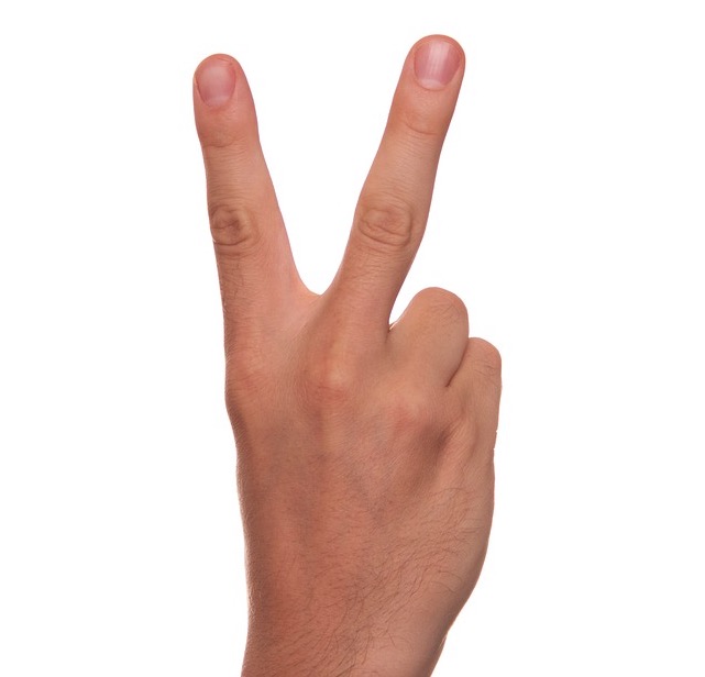 Geste mit erhobenem Zeige- und Mittelfinger