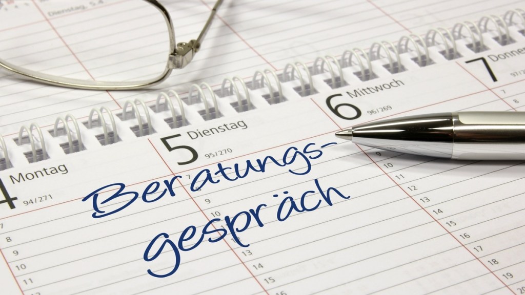 In einem Terminkalender steht "Beratungsgespräch".