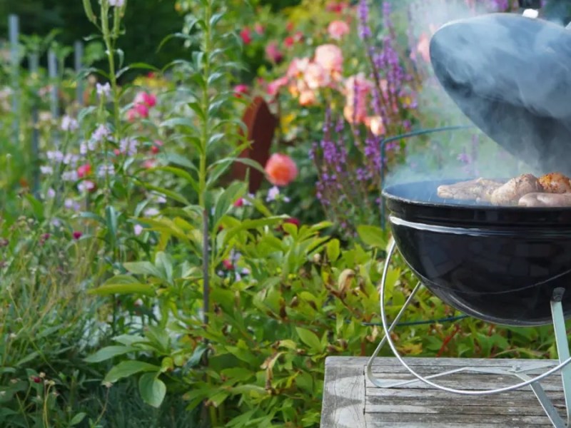 Grill in einem Garten.