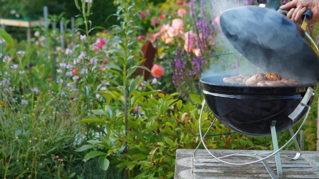 Grill in einem Garten.