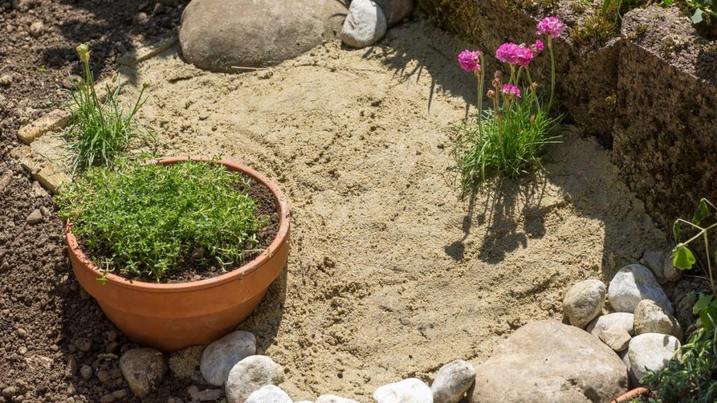 Sandarium in einem Garten bauen.